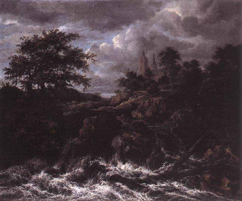 Jacob Isaacksz. van Ruisdael Waterfall by a Church oil painting image